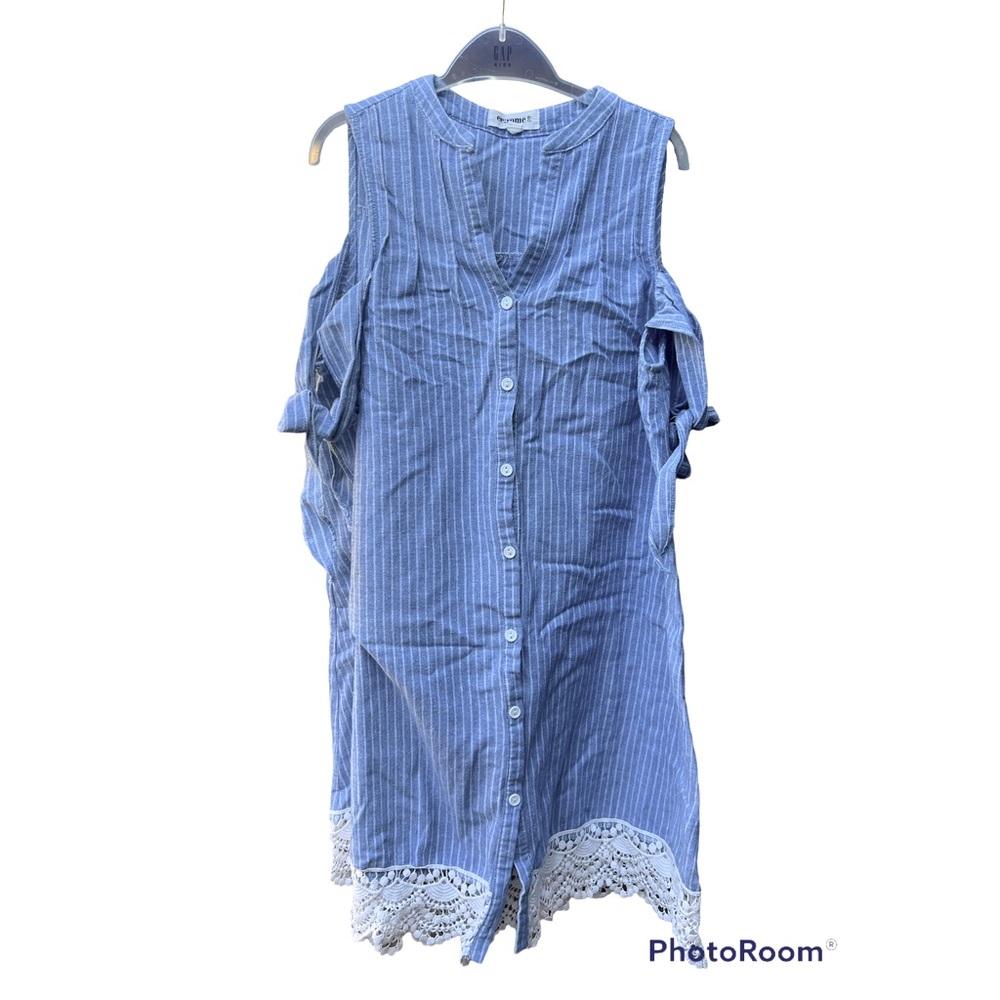 ee:some Cold Shoulder Stripe Button Down Dress Size S